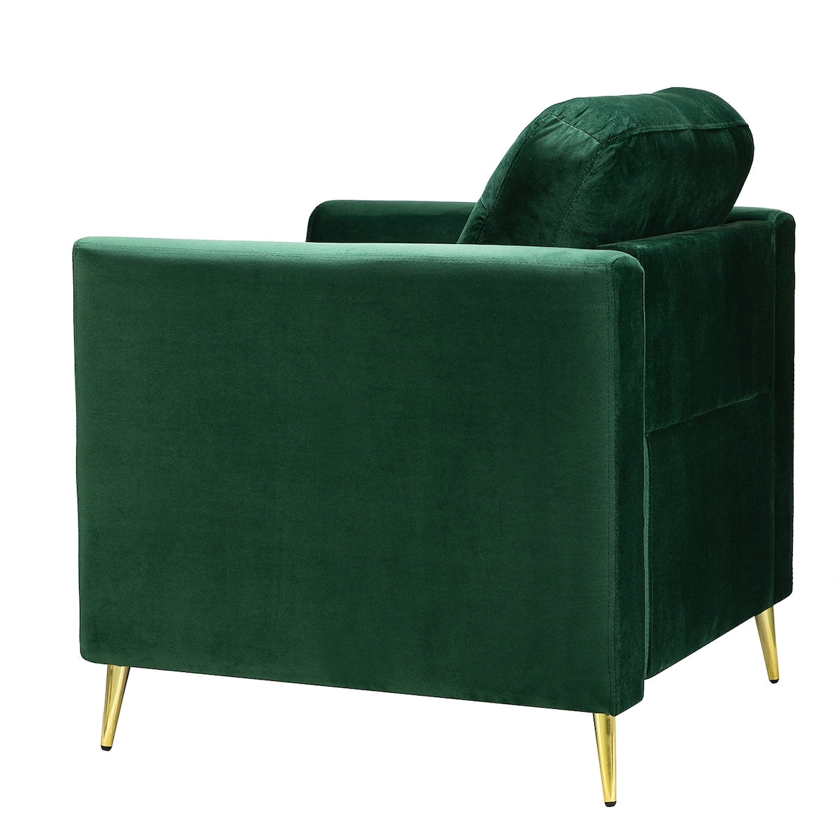 Modern Velvet Thicken Padded Seat Club Chair Accent Chair with Four Tapered Golden Metal Legs