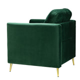 Modern Velvet Thicken Padded Seat Club Chair Accent Chair with Four Tapered Golden Metal Legs
