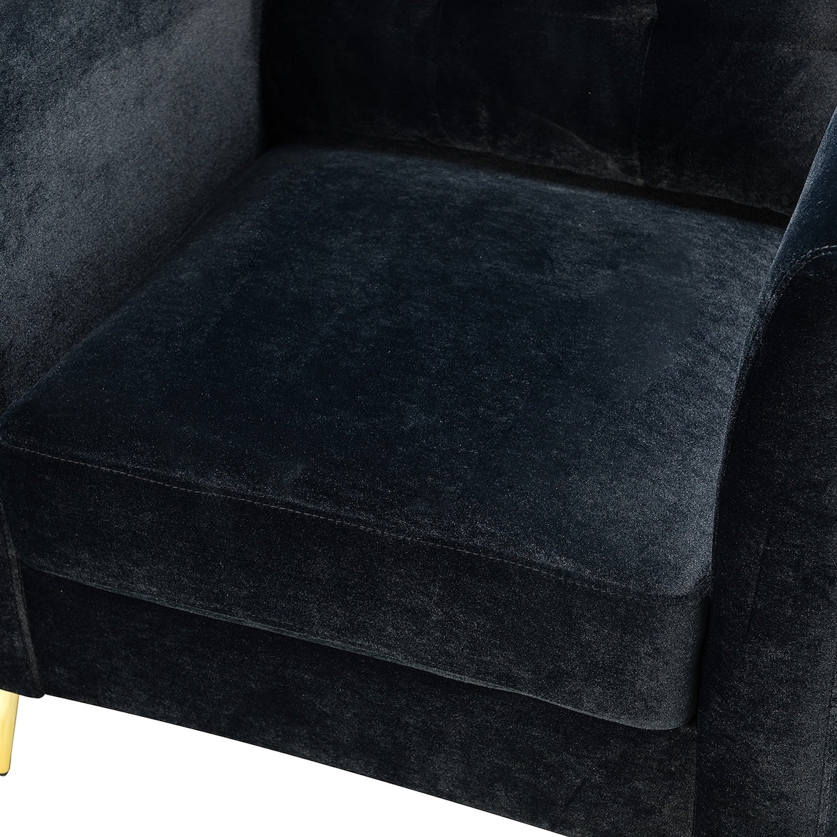 Modern Velvet Thicken Padded Seat Club Chair Accent Chair with Four Tapered Golden Metal Legs