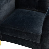 Modern Velvet Thicken Padded Seat Club Chair Accent Chair with Four Tapered Golden Metal Legs