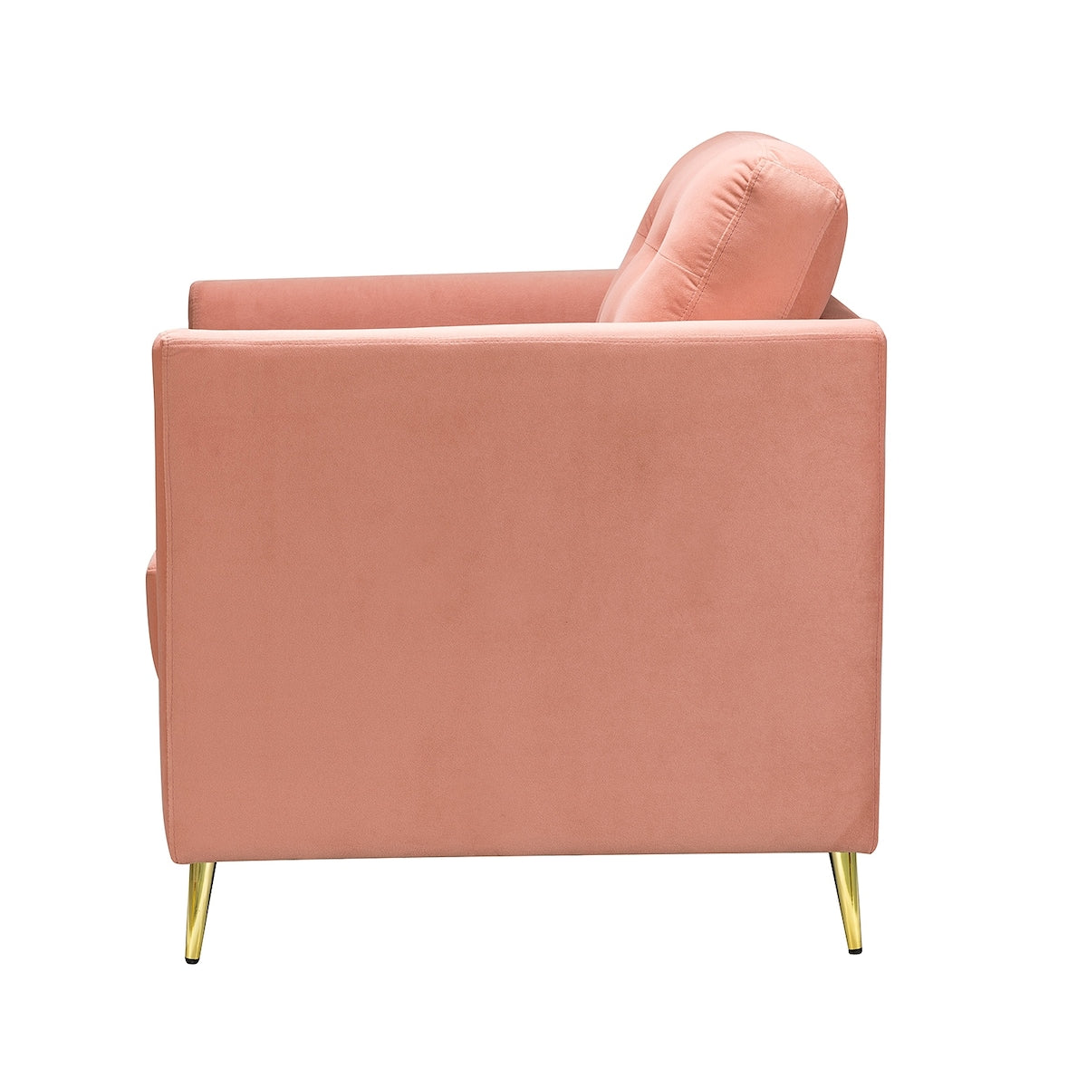 Modern Velvet Thicken Padded Seat Club Chair Accent Chair with Four Tapered Golden Metal Legs