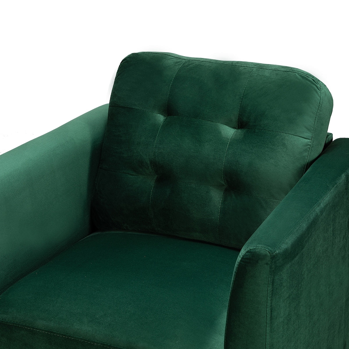 Modern Velvet Thicken Padded Seat Club Chair Accent Chair with Four Tapered Golden Metal Legs