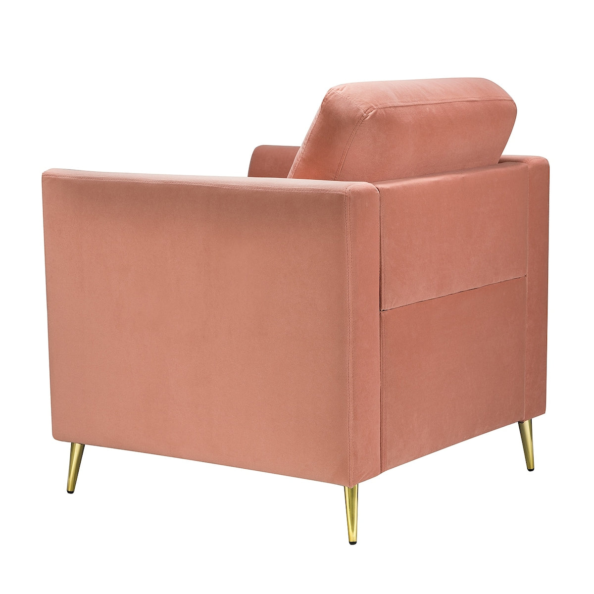 Modern Velvet Thicken Padded Seat Club Chair Accent Chair with Four Tapered Golden Metal Legs