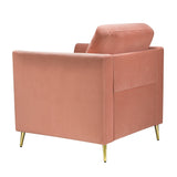 Modern Velvet Thicken Padded Seat Club Chair Accent Chair with Four Tapered Golden Metal Legs