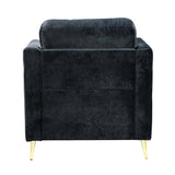 Modern Velvet Thicken Padded Seat Club Chair Accent Chair with Four Tapered Golden Metal Legs