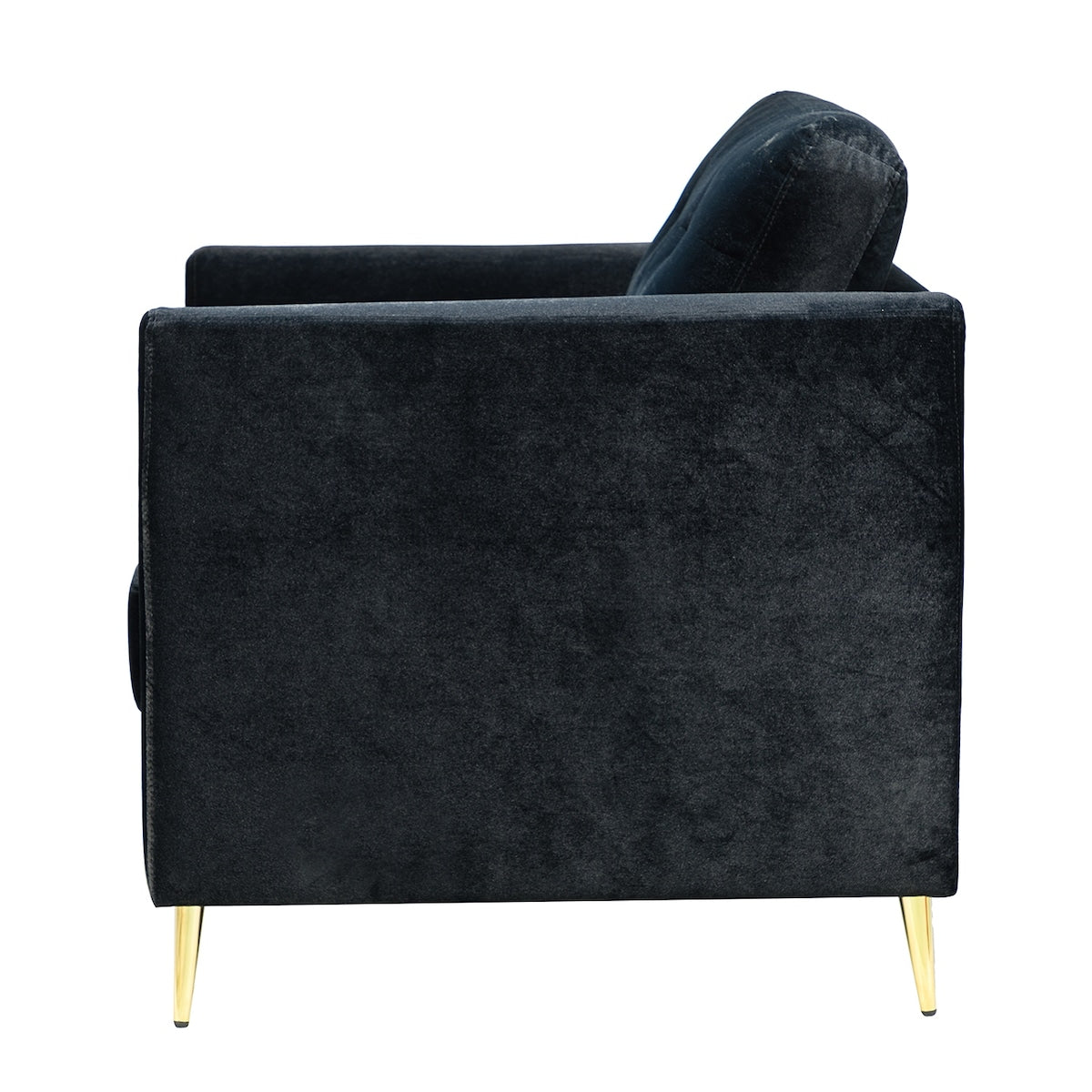 Modern Velvet Thicken Padded Seat Club Chair Accent Chair with Four Tapered Golden Metal Legs