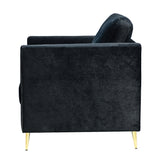 Modern Velvet Thicken Padded Seat Club Chair Accent Chair with Four Tapered Golden Metal Legs