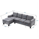 Modern Velvet Tufted L-shape Upholstered Sofa with Chaise Multiple Cushions Sectional Couch