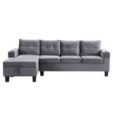 Modern Velvet Tufted L-shape Upholstered Sofa with Chaise Multiple Cushions Sectional Couch