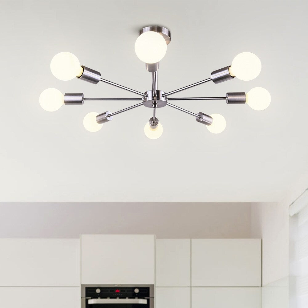 Black/ Gold Sputnik Semi Flush Mount Lamp Close to Ceiling Light Fixture for Living Room/ Kitchen/ Office/ Bedroom/ Foyer