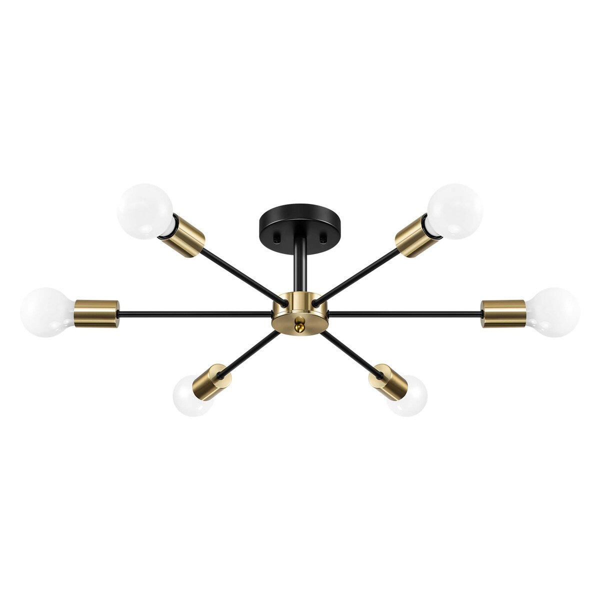 Black/ Gold Sputnik Semi Flush Mount Lamp Close to Ceiling Light Fixture for Living Room/ Kitchen/ Office/ Bedroom/ Foyer