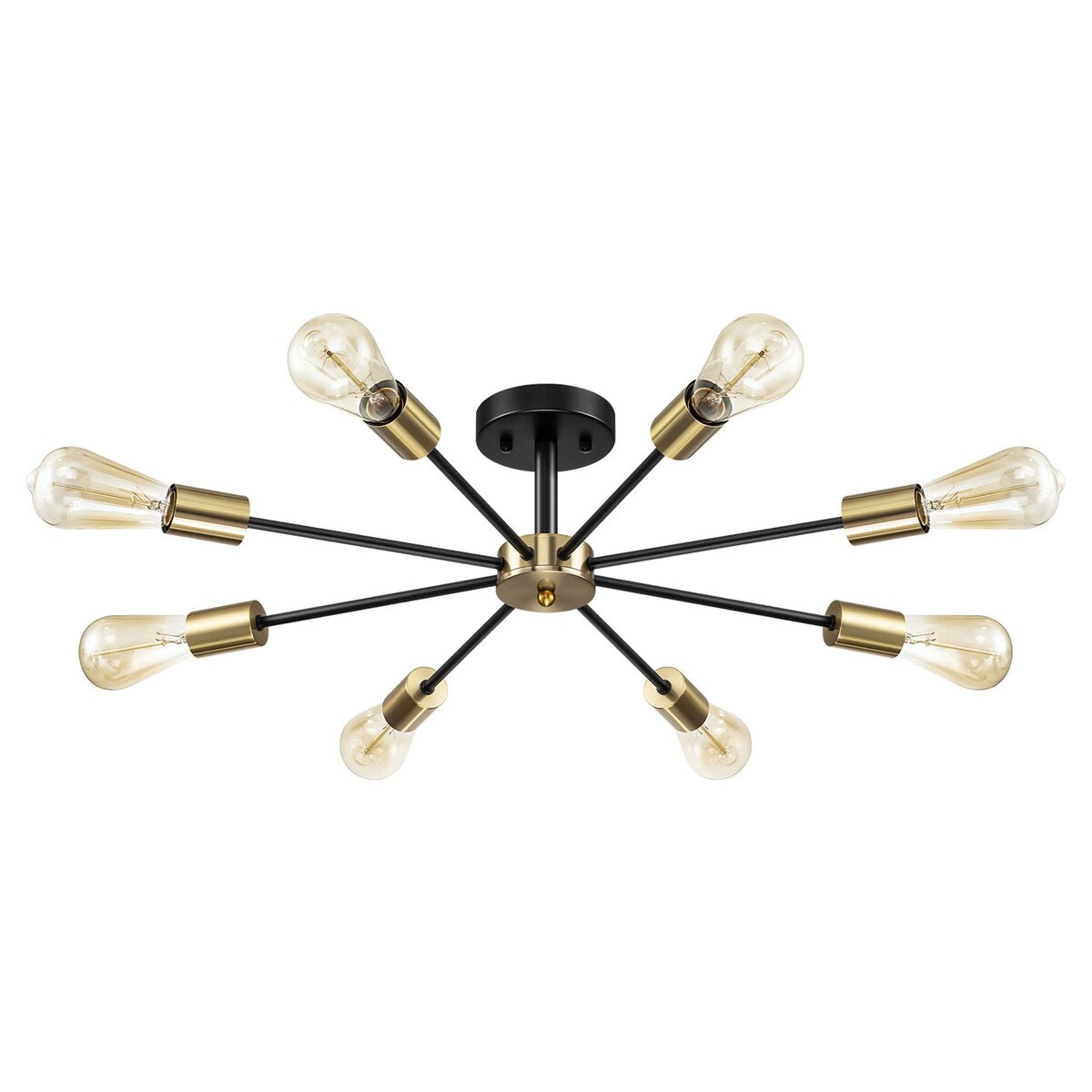 Black/ Gold Sputnik Semi Flush Mount Lamp Close to Ceiling Light Fixture for Living Room/ Kitchen/ Office/ Bedroom/ Foyer