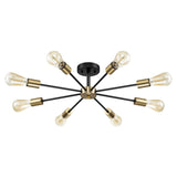 Black/ Gold Sputnik Semi Flush Mount Lamp Close to Ceiling Light Fixture for Living Room/ Kitchen/ Office/ Bedroom/ Foyer