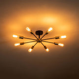Black/ Gold Sputnik Semi Flush Mount Lamp Close to Ceiling Light Fixture for Living Room/ Kitchen/ Office/ Bedroom/ Foyer