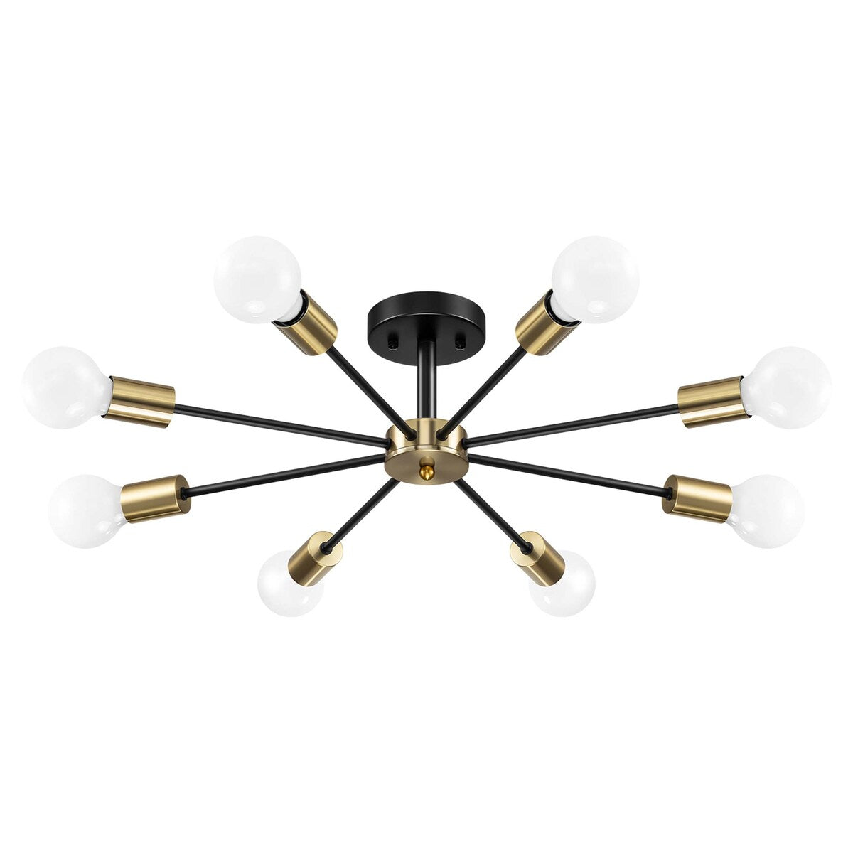 Black/ Gold Sputnik Semi Flush Mount Lamp Close to Ceiling Light Fixture for Living Room/ Kitchen/ Office/ Bedroom/ Foyer