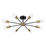 Black/ Gold Sputnik Semi Flush Mount Lamp Close to Ceiling Light Fixture for Living Room/ Kitchen/ Office/ Bedroom/ Foyer