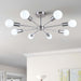 Black/ Gold Sputnik Semi Flush Mount Lamp Close to Ceiling Light Fixture for Living Room/ Kitchen/ Office/ Bedroom/ Foyer