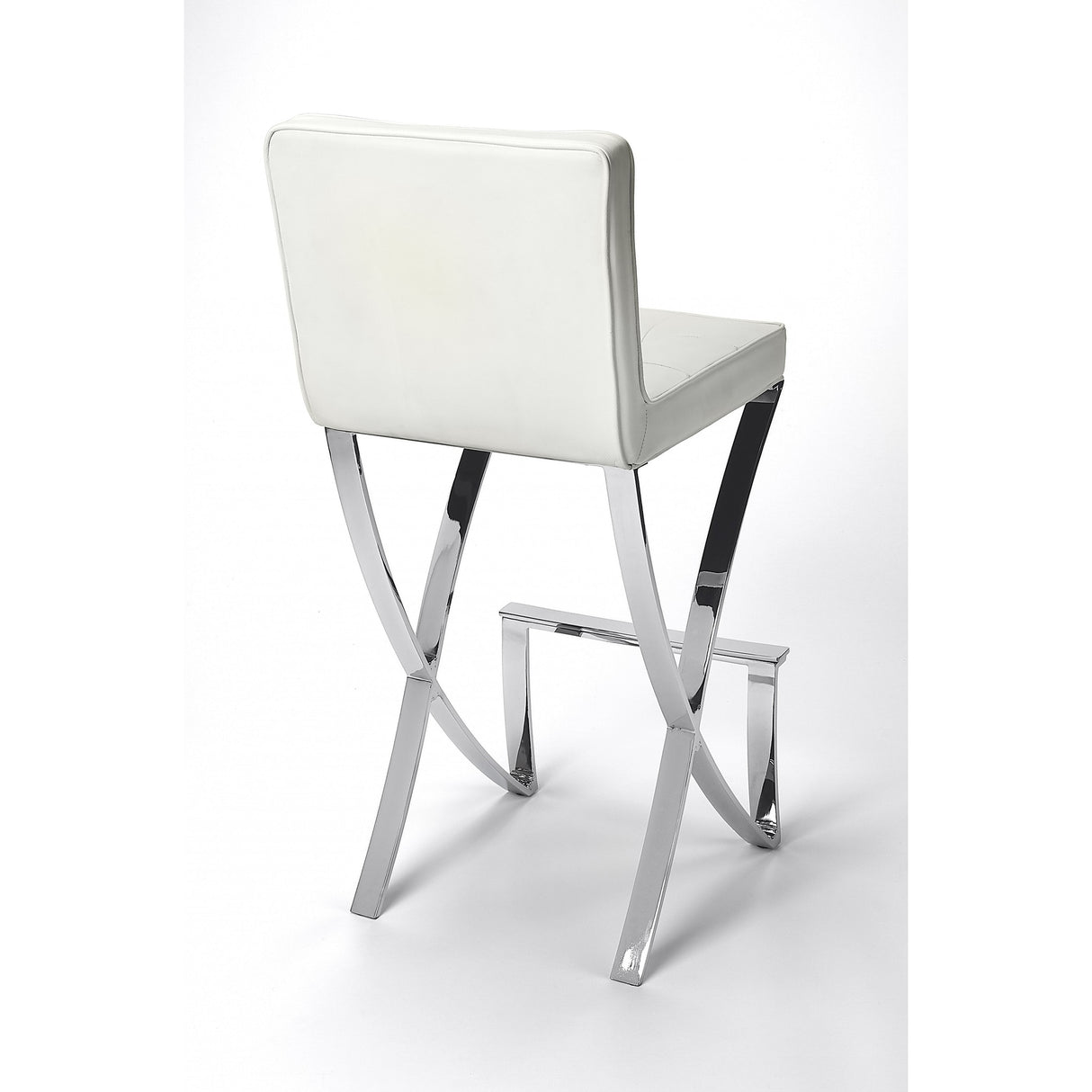 Modern White Faux Leather Bar Stool - 16.5" W x 40.5" H x 19" D