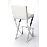 Modern White Faux Leather Bar Stool - 16.5" W x 40.5" H x 19" D