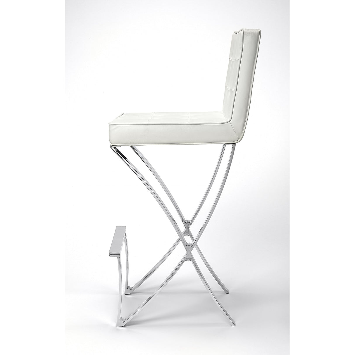 Modern White Faux Leather Bar Stool - 16.5" W x 40.5" H x 19" D