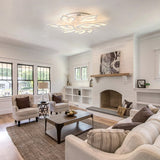 Modern White Multi-Leave Shape Semi Flush Mount LED Ceiling Light for Kitchen Bedroom Hallway