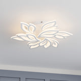 Modern White Multi-Leave Shape Semi Flush Mount LED Ceiling Light for Kitchen Bedroom Hallway