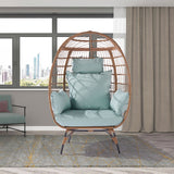 Modern Wicker Egg Chair with 5 Cushions: Comfortable and Durable Lounger for Patio, Backyard, and Living Room