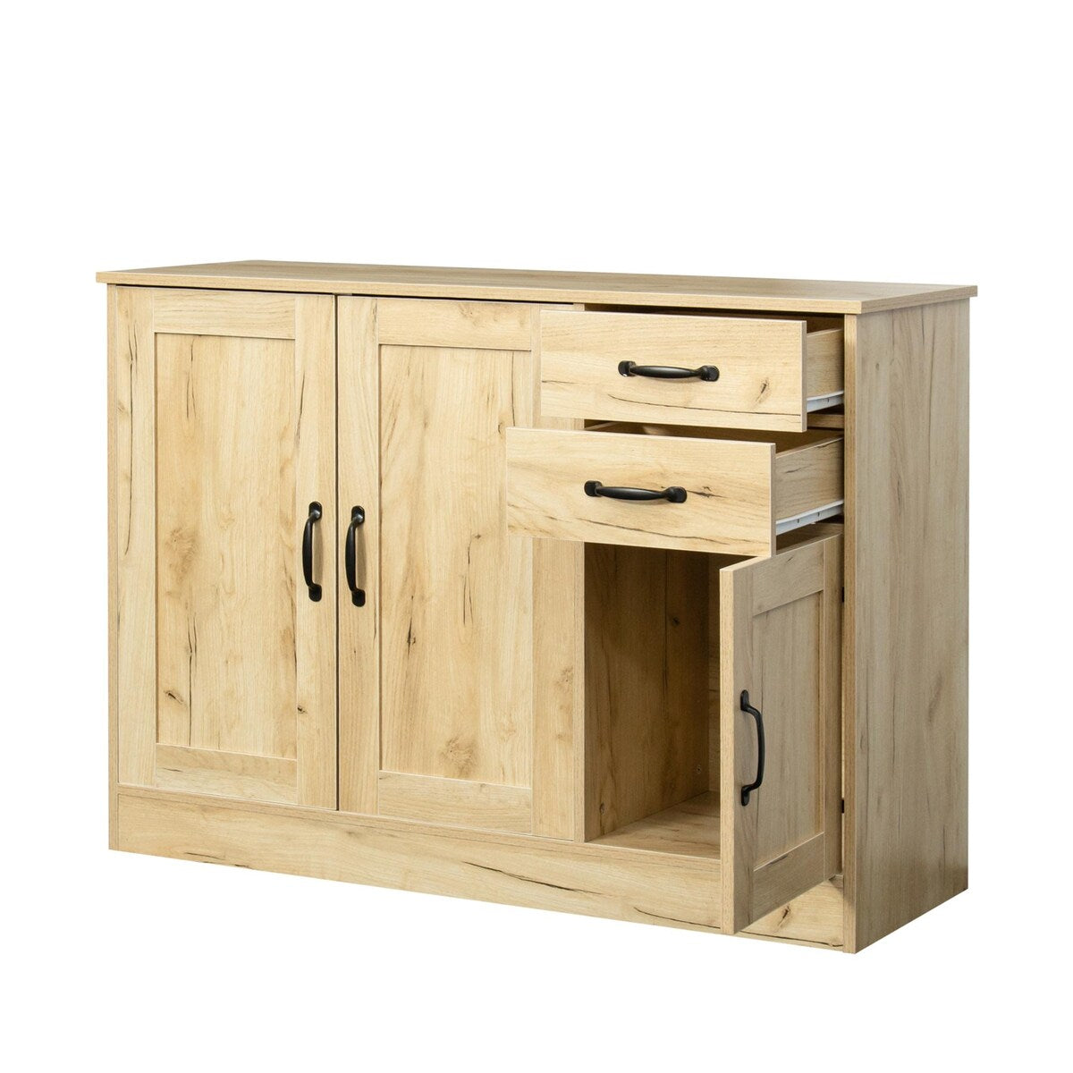 Modern Wood Buffet Sideboard With 2 Doors And 2 Drawers