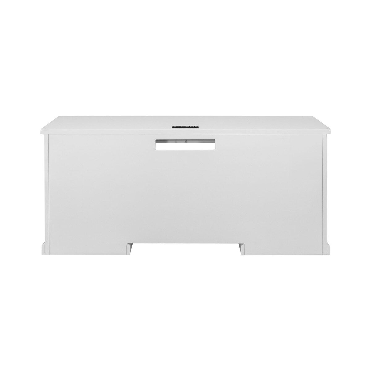 Modern Wood Desk, Office Writing Table, Credenza, Fully Assembled, White Finish
