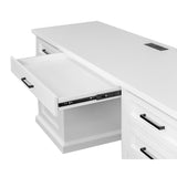 Modern Wood Desk, Office Writing Table, Credenza, Fully Assembled, White Finish