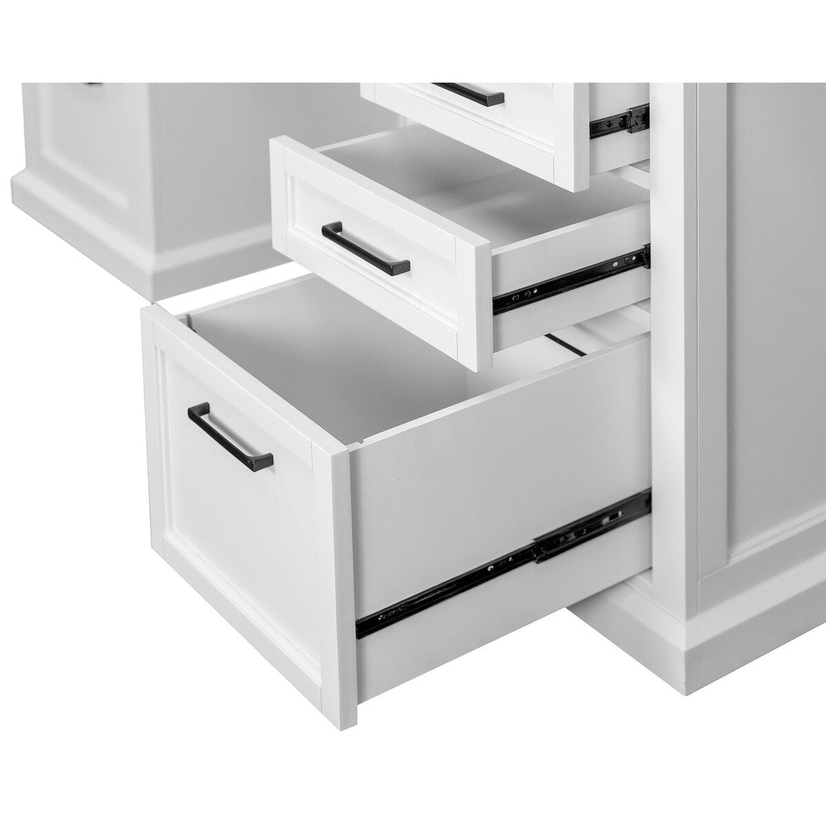 Modern Wood Desk, Office Writing Table, Credenza, Fully Assembled, White Finish
