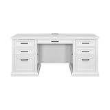 Modern Wood Desk, Office Writing Table, Credenza, Fully Assembled, White Finish