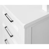 Modern Wood Desk, Office Writing Table, Credenza, Fully Assembled, White Finish