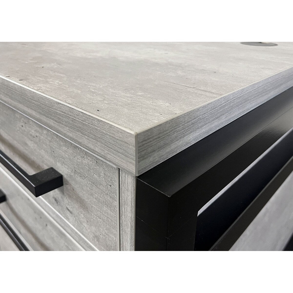 Modern Wood Laminate Double Pedestal Executive Desk, Writing Table, Office Desk With Drawers, Concrete Gray