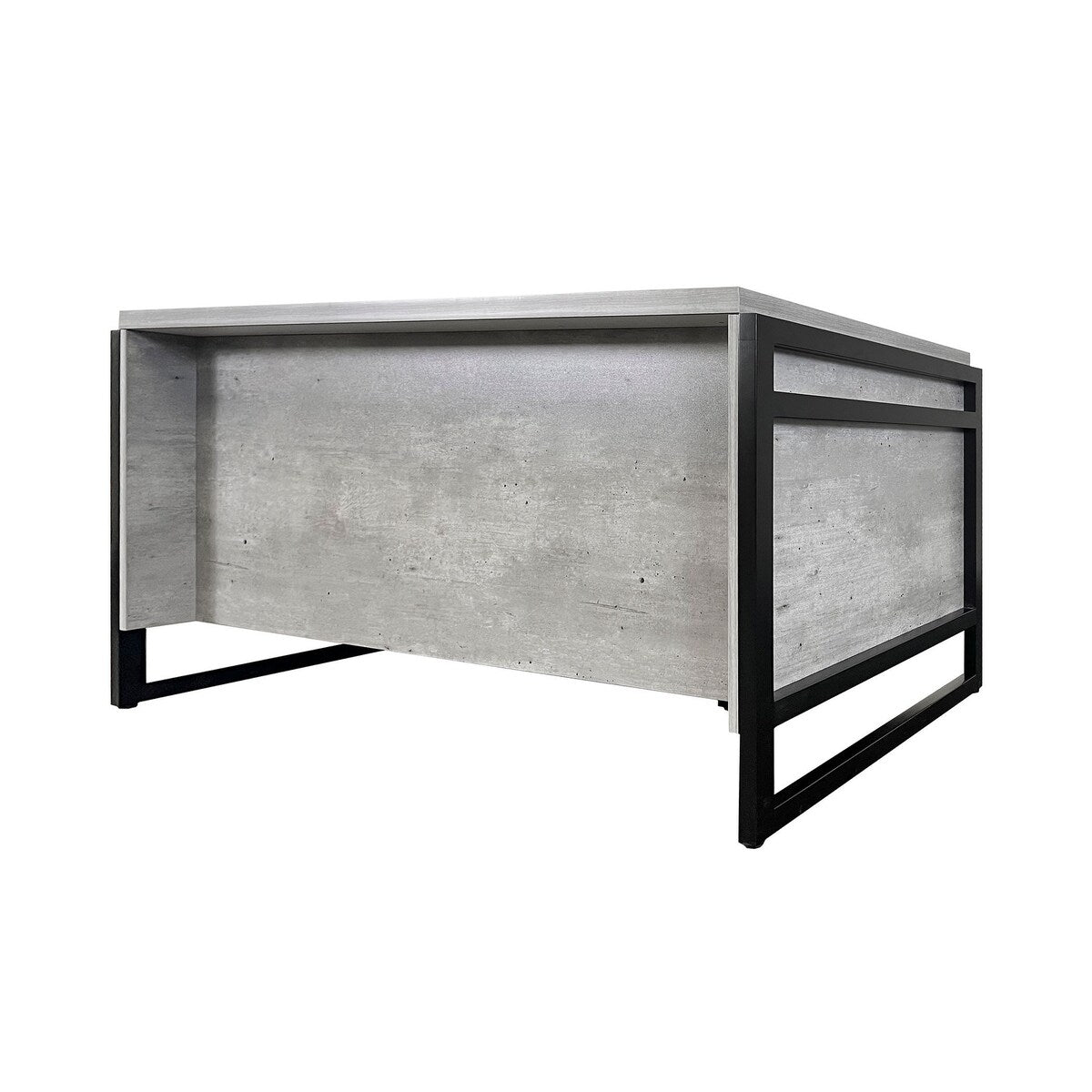 Modern Wood Laminate Double Pedestal Executive Desk, Writing Table, Office Desk With Drawers, Concrete Gray