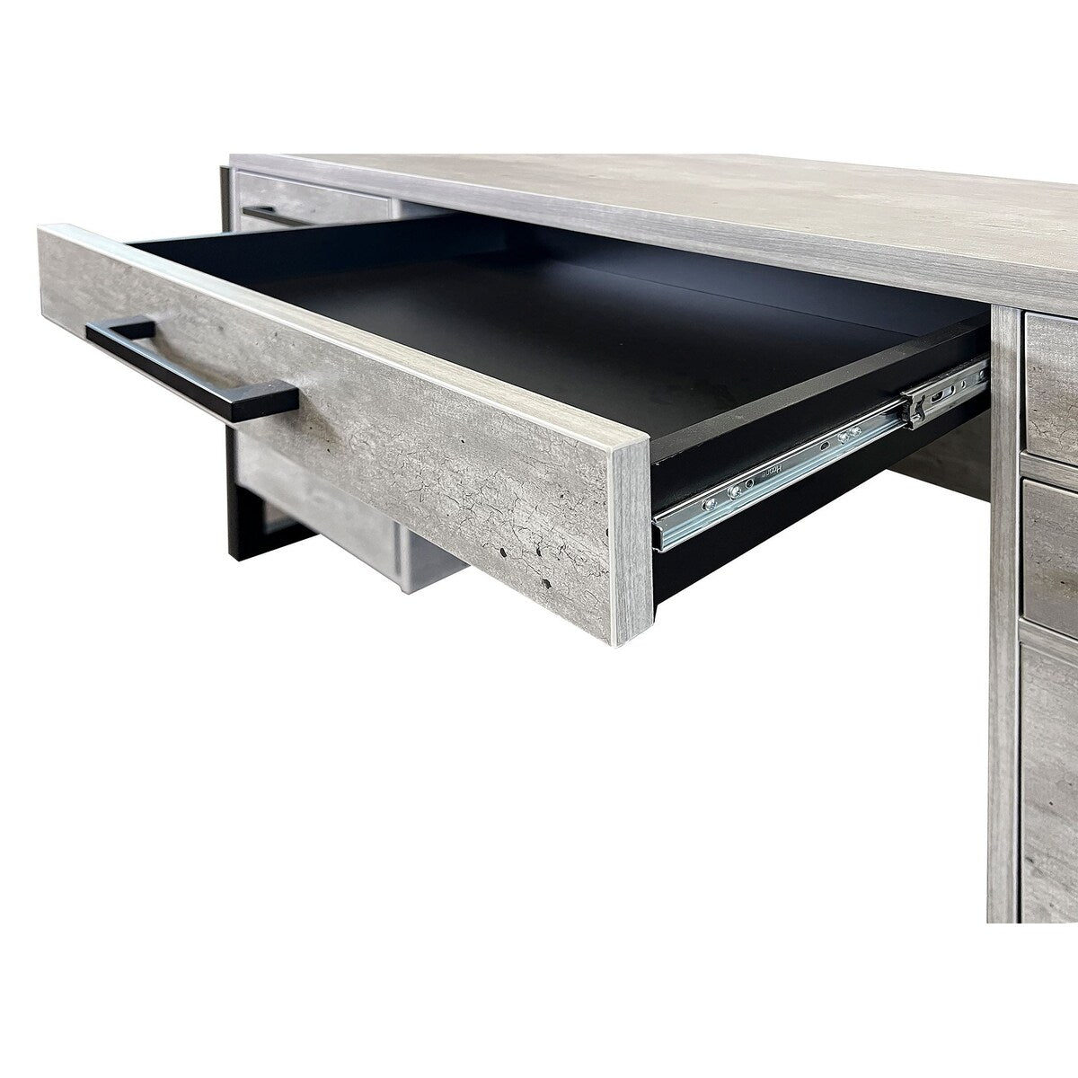 Modern Wood Laminate Double Pedestal Executive Desk, Writing Table, Office Desk With Drawers, Concrete Gray