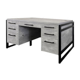 Modern Wood Laminate Double Pedestal Executive Desk, Writing Table, Office Desk With Drawers, Concrete Gray