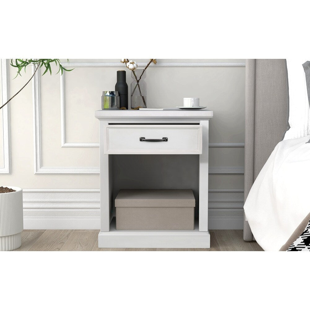 Modern Wooden Nightstand with Drawers Storage