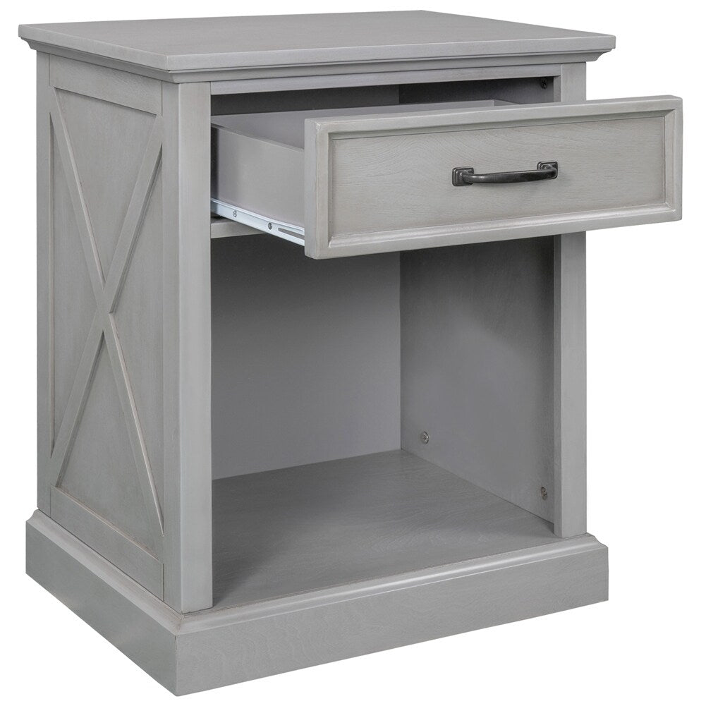 Modern Wooden Nightstand with Drawers Storage