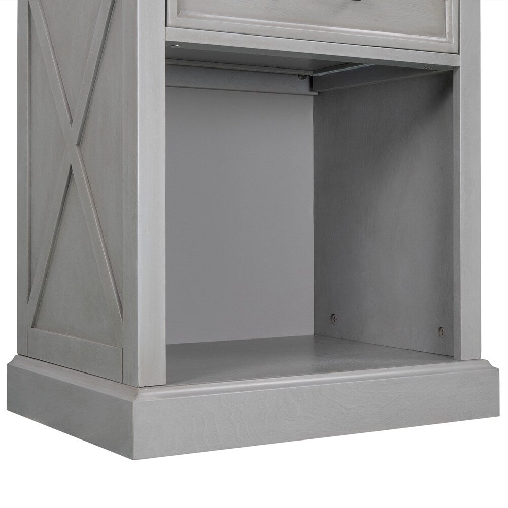 Modern Wooden Nightstand with Drawers Storage