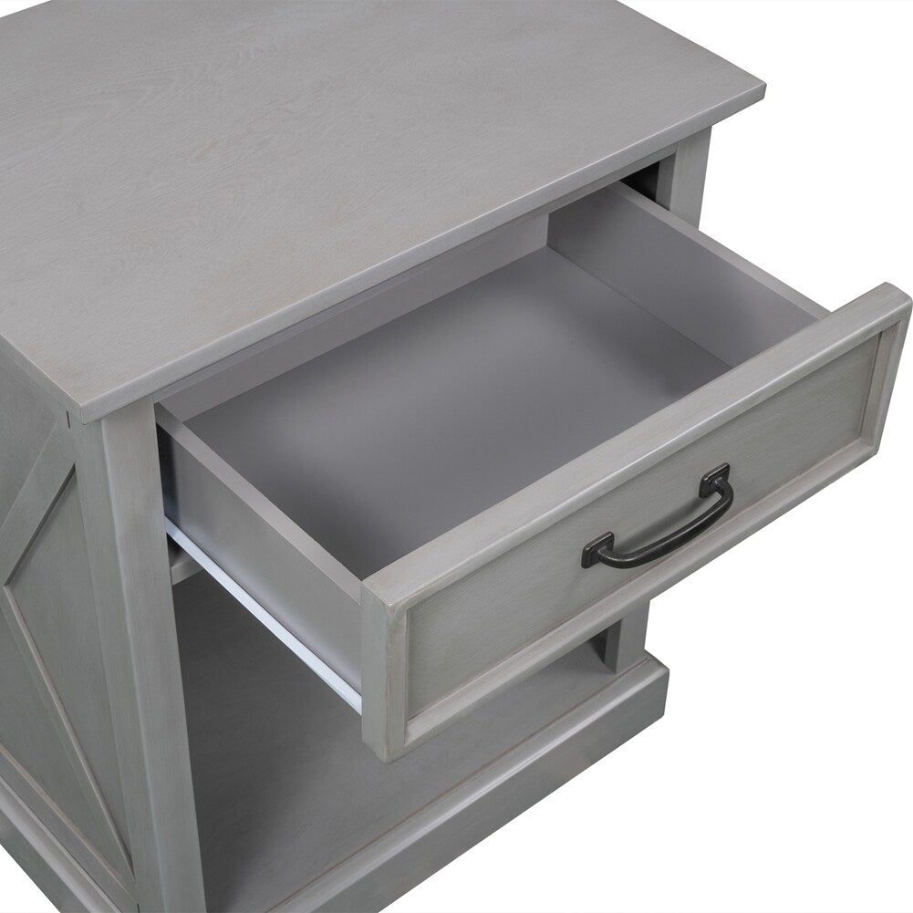 Modern Wooden Nightstand with Drawers Storage