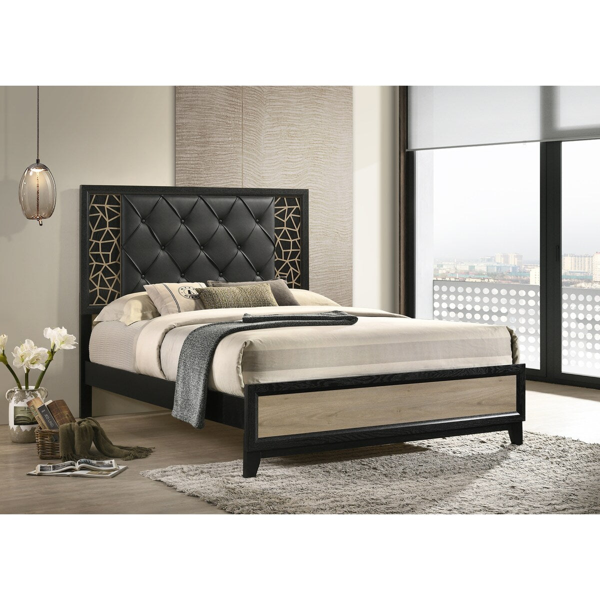 Modern & Contemporary King 4PC Bedroom Set Made With Wood