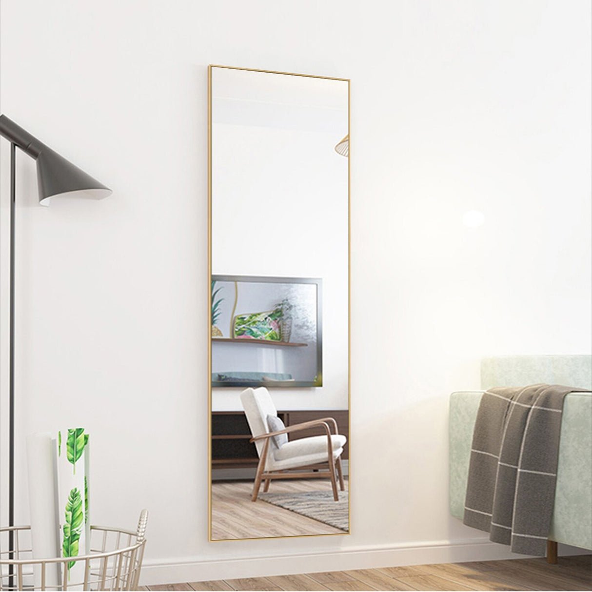 Modern and Contemporary Thin Frame Wall Mirror Full Length Mirror