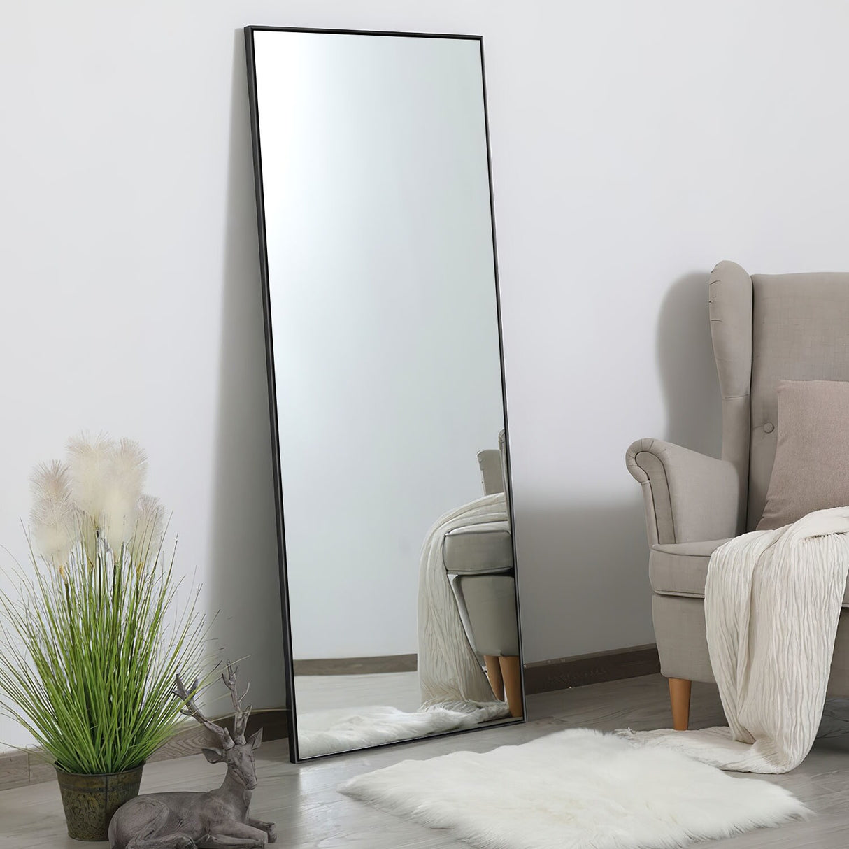 Modern and Contemporary Thin Frame Wall Mirror Full Length Mirror