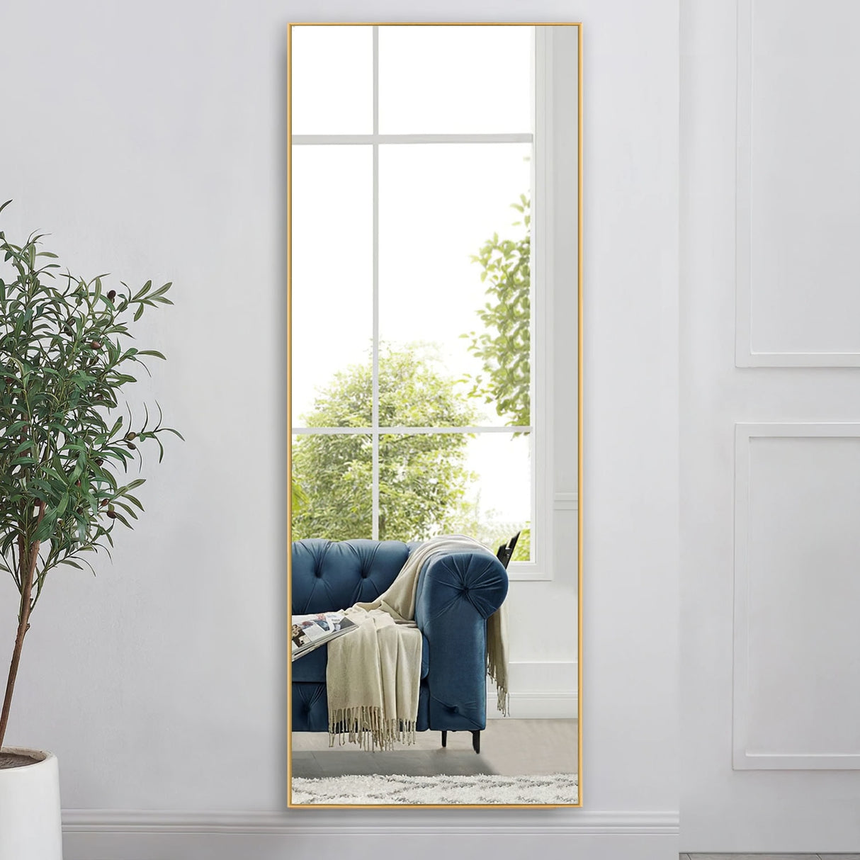 Modern and Contemporary Thin Frame Wall Mirror Full Length Mirror