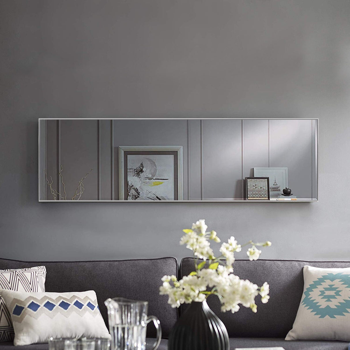Modern and Contemporary Thin Frame Wall Mirror Full Length Mirror