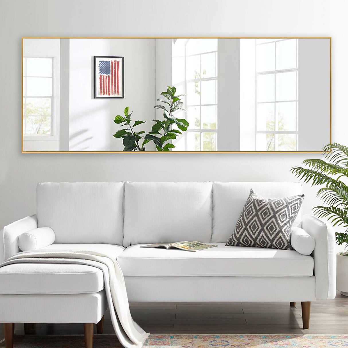 Modern and Contemporary Thin Frame Wall Mirror Full Length Mirror