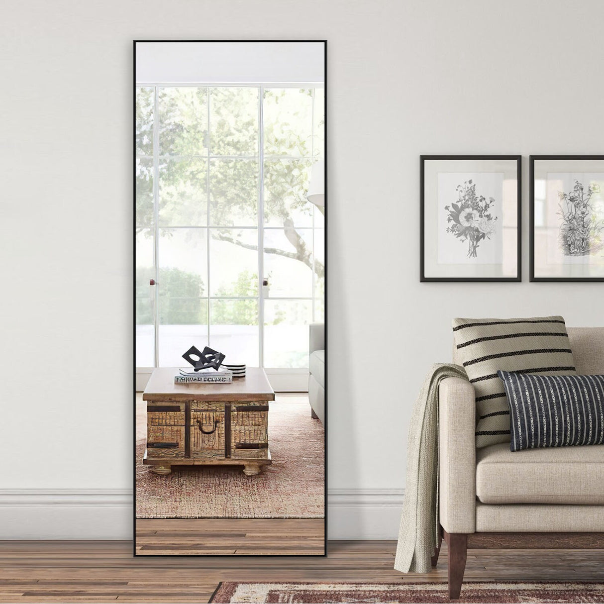 Modern and Contemporary Thin Frame Wall Mirror Full Length Mirror