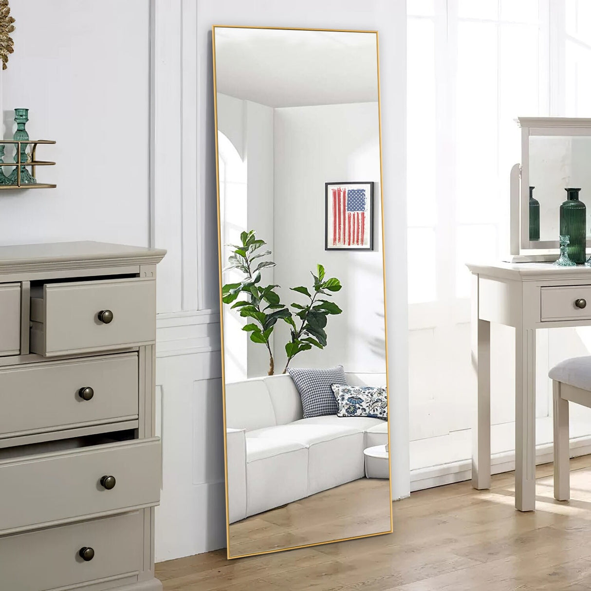 Modern and Contemporary Thin Frame Wall Mirror Full Length Mirror