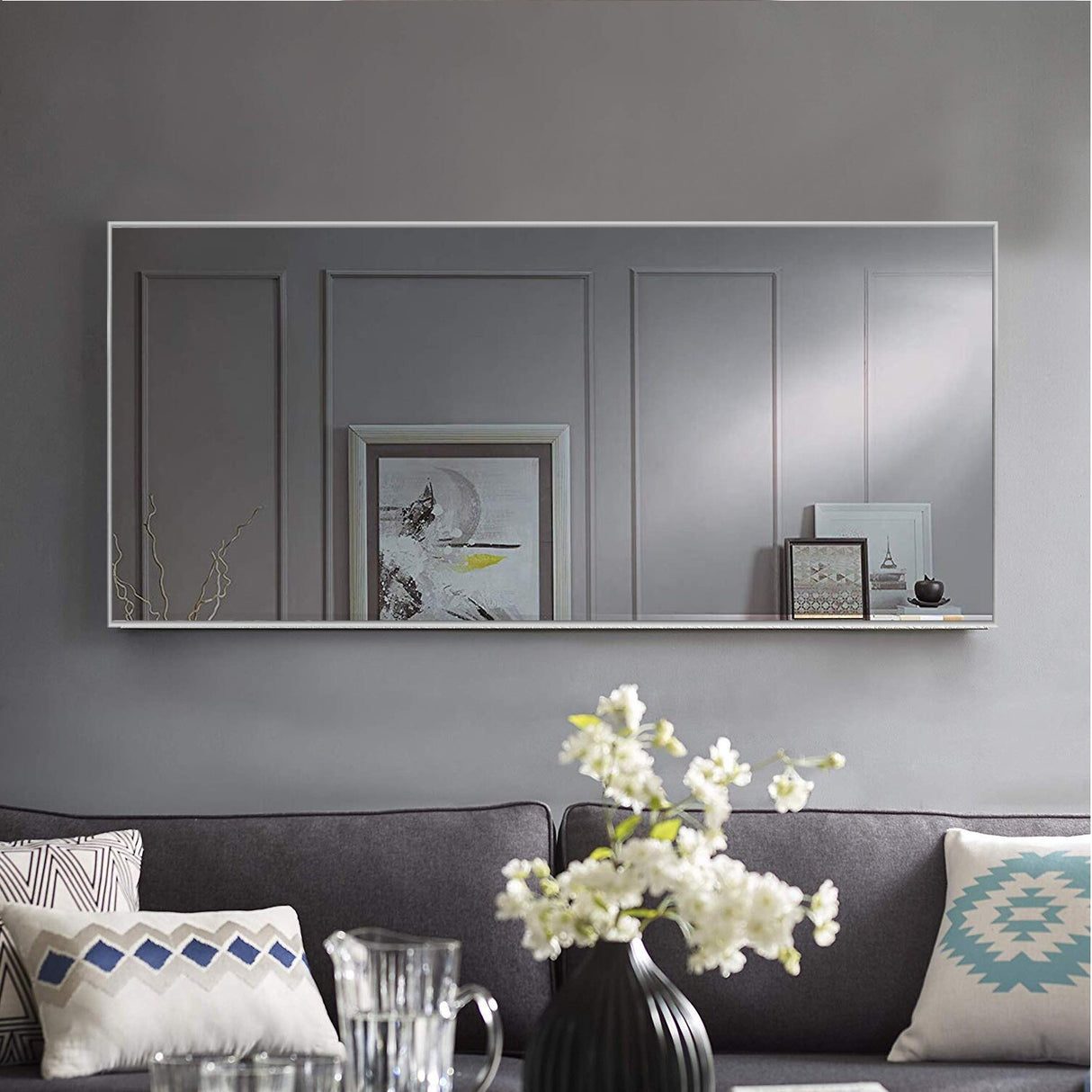 Modern and Contemporary Thin Frame Wall Mirror Full Length Mirror